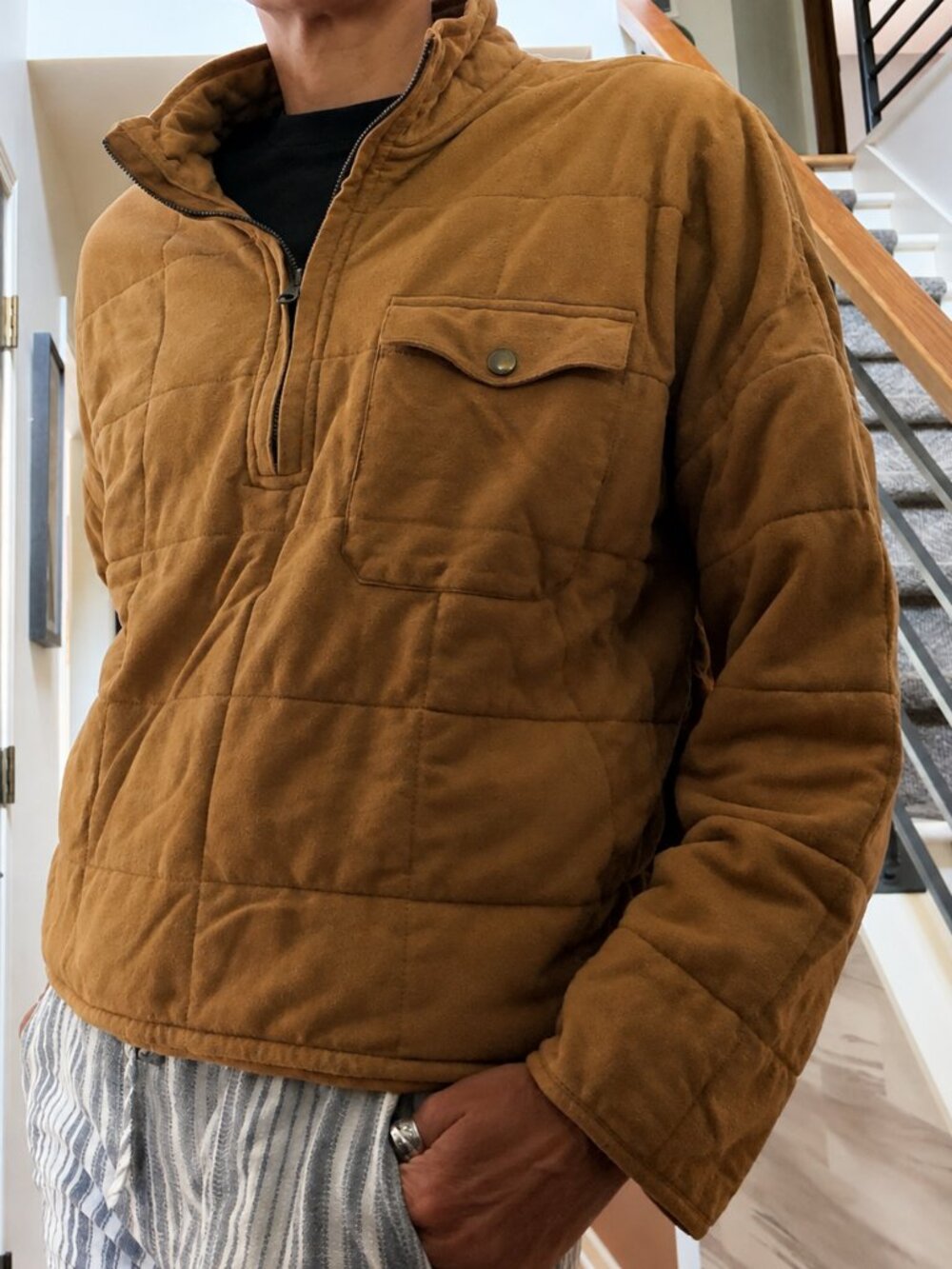 O’Neill Brown Quilted Half Zip Pullover Jacket Size S